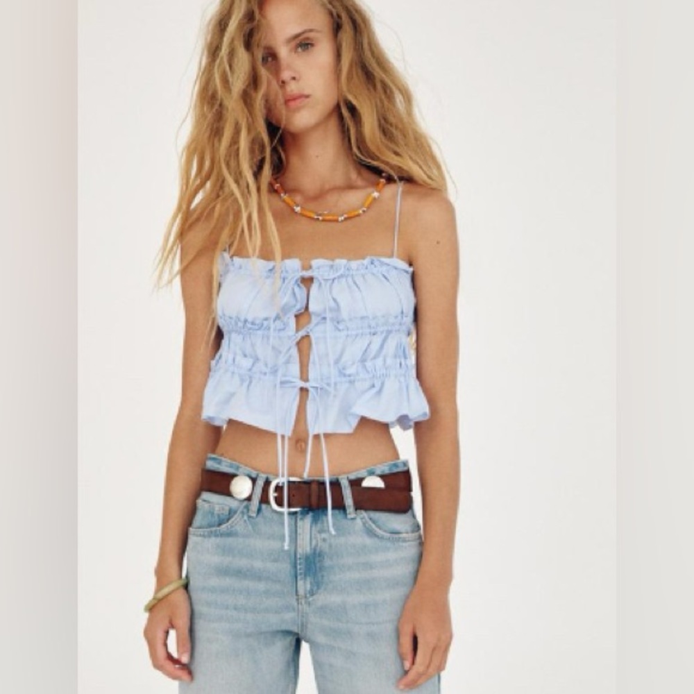 ARA BLUE TIED POPLIN TOP SIZE XL & XXL